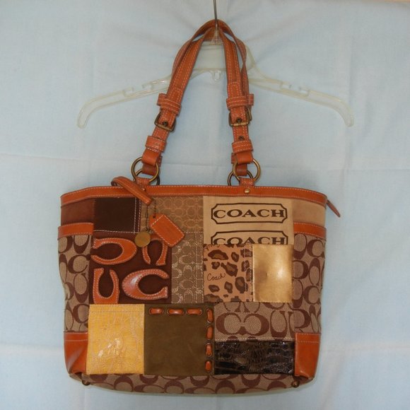 Coach Leather Gallery Purse Shoulder Bag Signature Brown Logo Hangtag Lined - Picture 13 of 14